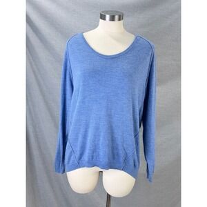 Lord & Taylor Merino Wool Sweater Cornflower Blue Scoop Neck M